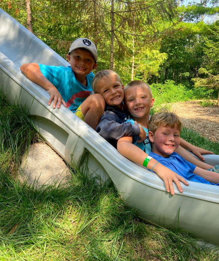 Kids on slide